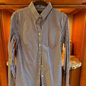 Banana Republic Blue and White Striped Button-Down Shirt